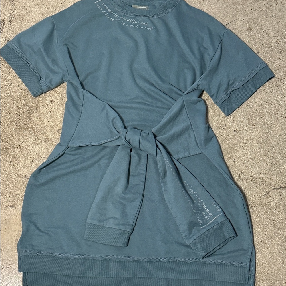 Taylor Swift Evermore Mirrorball T-Shirt Dress Lyrics Teal Blue size small